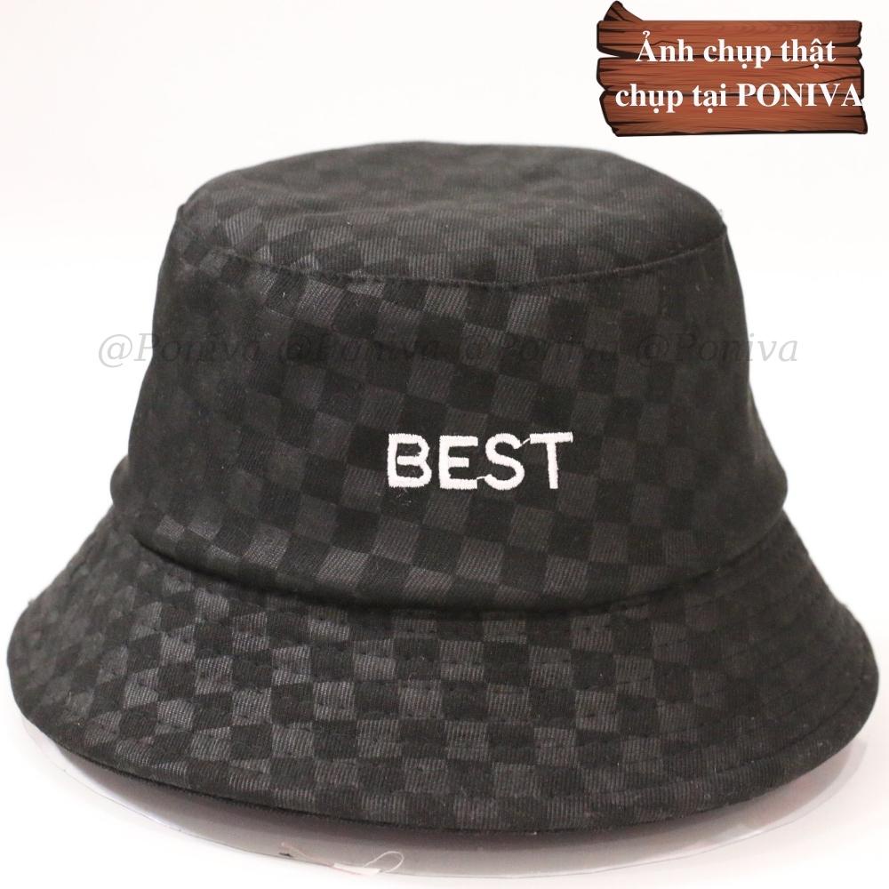 Mũ bucket ❤️ Nón tai bèo vành cụp thêu chữ BEST chất nhung caro form unisex Ulzzang Thời trang PONIVA siêu hot