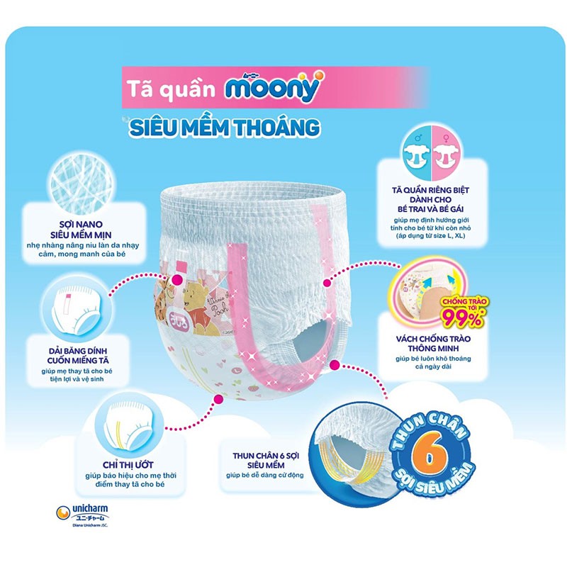 [TP.HCM] TÃ QUẦN MOONY XL38 BÉ GÁI - CHO BÉ 12-17 KG