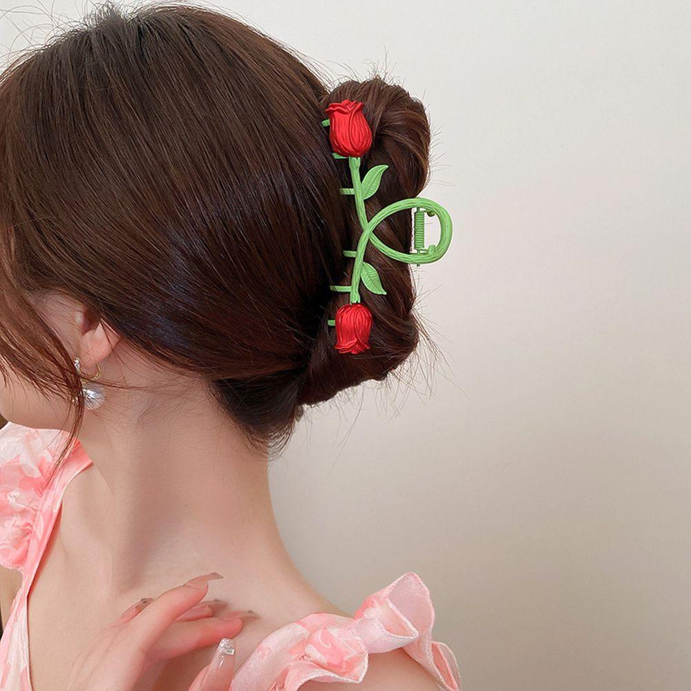 Kẹp Tóc Đuôi Ngựa Hình Hoa Hồng Ngọt Ngào Thanh Lịch Cho Nữ
