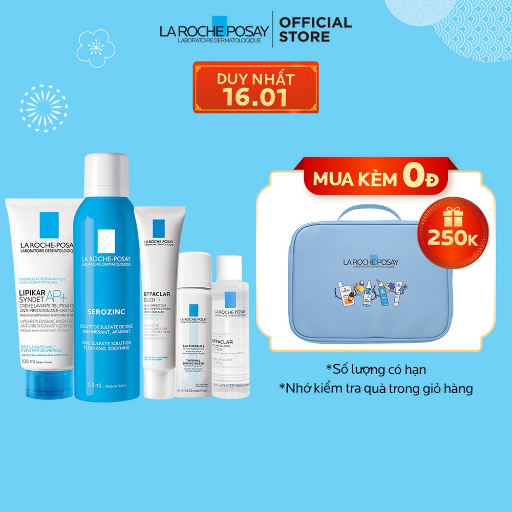 [Mã FMCGMALL -8% đơn 250K] Bộ sản phẩm giảm dầu, giảm mụn ngừa thâm hiệu quả sau 12h La Roche-Posay Effaclar Duo+