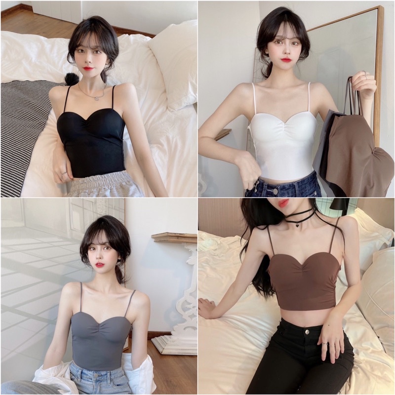 Áo Bra Croptop 2 Dây Su Cao Cấp Nhún Ngực Siêu Sang Chảnh  5581