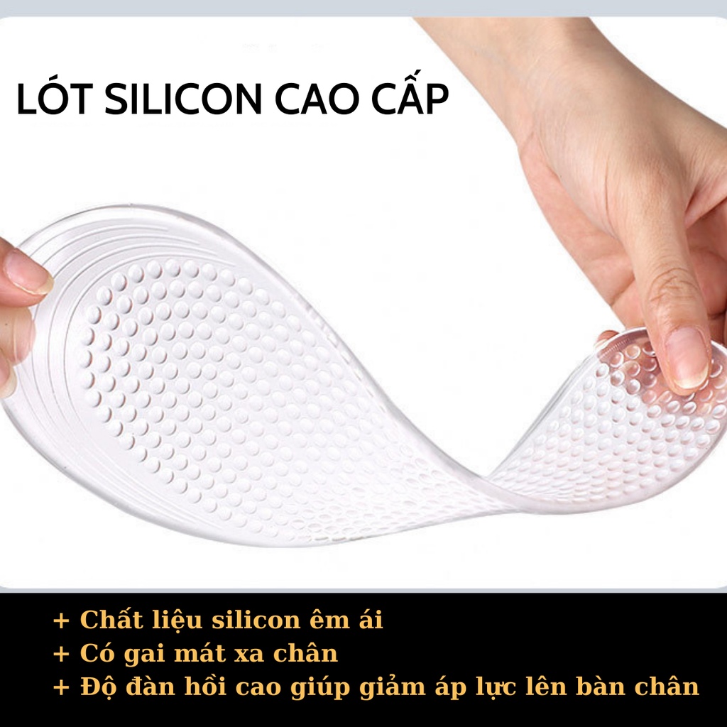 Lót giày silicon unisex cao cấp. Lót đệm giày giảm đau chân, có gai massage chân, đàn hồi tốt