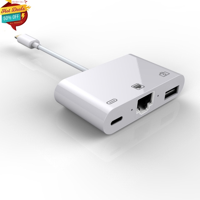 Bộ Chuyển Đổi Tốc Độ Cao Sang RJ45 Ethernet LAN Có Dây Cho iPhone/iPad Với Đầu Đọc USB 3 Camera