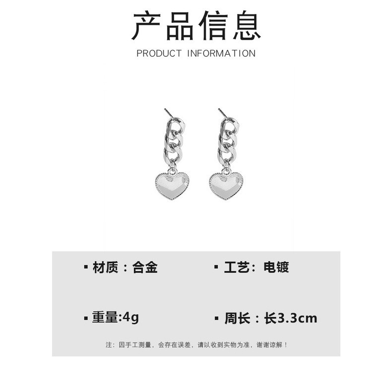 Khuyên Tai Dây Xích Hình Trái Tim Xinh Xắn  191118Bông Tai Thời Trang Sang Trọng Cao Cấp Cho Nữ