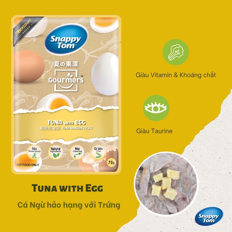 Thức ăn pate cho mèo vị trái cây Snappy Tom bịch 70 gr đủ vị