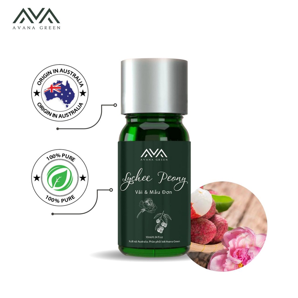 Tinh Dầu Phối Hương Vải và Mẫu Đơn Lychee Peony AVANA, Hàng Nhập Khẩu Cao Cấp Chính Hãng, Thiên Nhiên Nguyên Ch