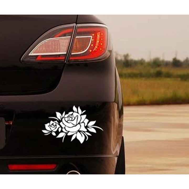 Decal Nhãn Dán Trang Trí Xe Ô Tô Hình Hoa Hồng