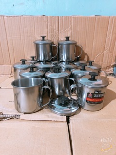 Cốc inox có nắp dậy size 8cm