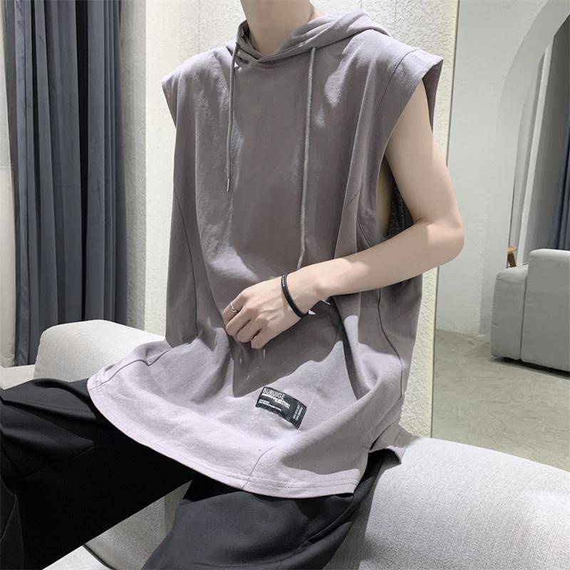 Áo Khoác Hoodie Sát Nách Dáng Rộng Phong Cách Đường Phố Hàn Quốc Thời Trang Cho Nam