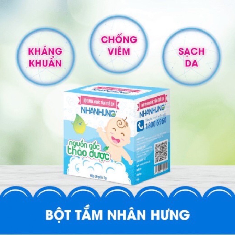 Bột tắm trẻ em Nhân Hưng _ Đẩy lùi chàm sữa, hăm tã, rôm sảy