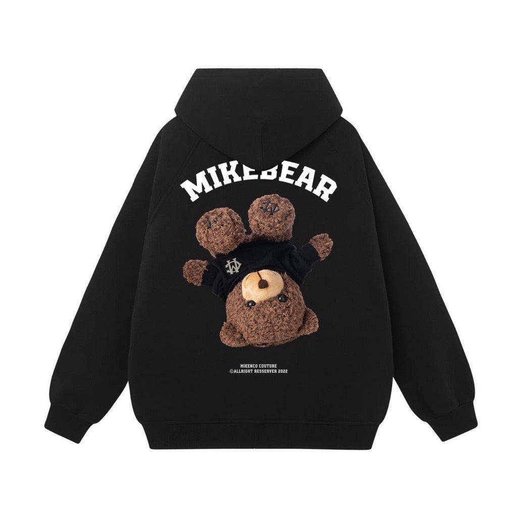Áo hoodie nam nữ nỉ bông MIKEBEAR in hình gấu form rộng unisex mũ rộng , Áo khoác nỉ có mũ ulzzang phong cách Hàn Quốc