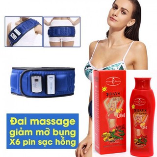 Đai massage giảm mỡ bụng x6 tặng kem tan mỡ [ chạy bằng pin dễ mang đi ]