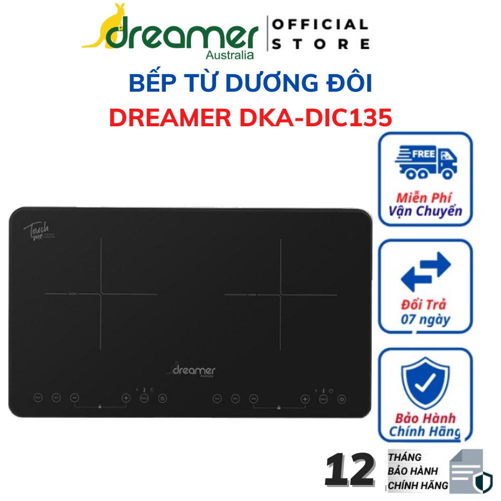 Bếp Từ Dương Đôi DREAMER DKA-DIC135B (Đen) - DKA-DIC135G (Xám) Cảm Ứng Thông Minh