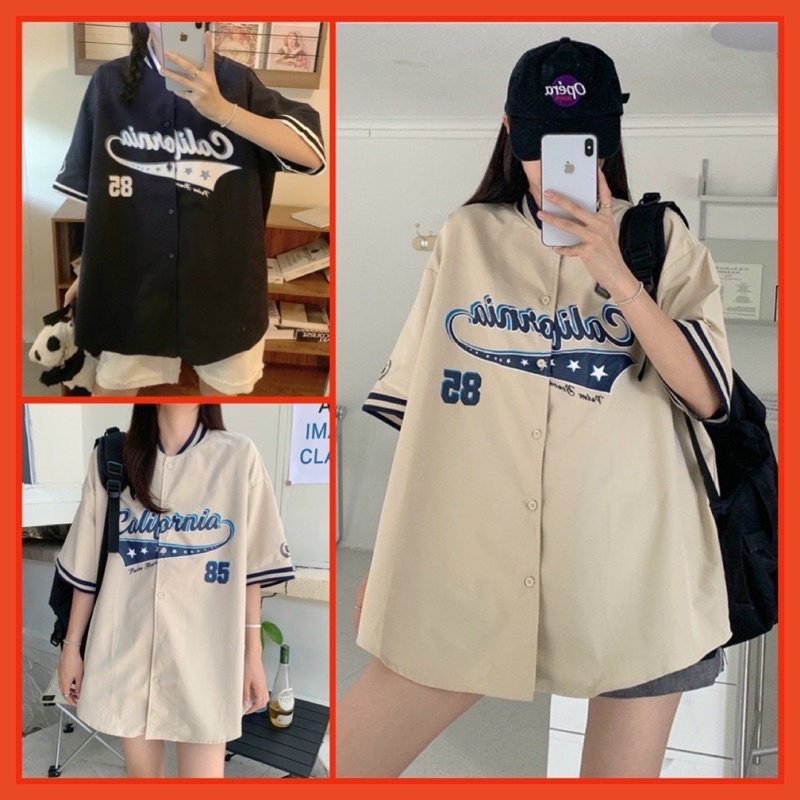 Áo sơ mi Cali 85 Nữ [ FREESIZE ] 🌸 Áo Chất thô lụa unisex dày dặn phong cách Ulzzang 🌸