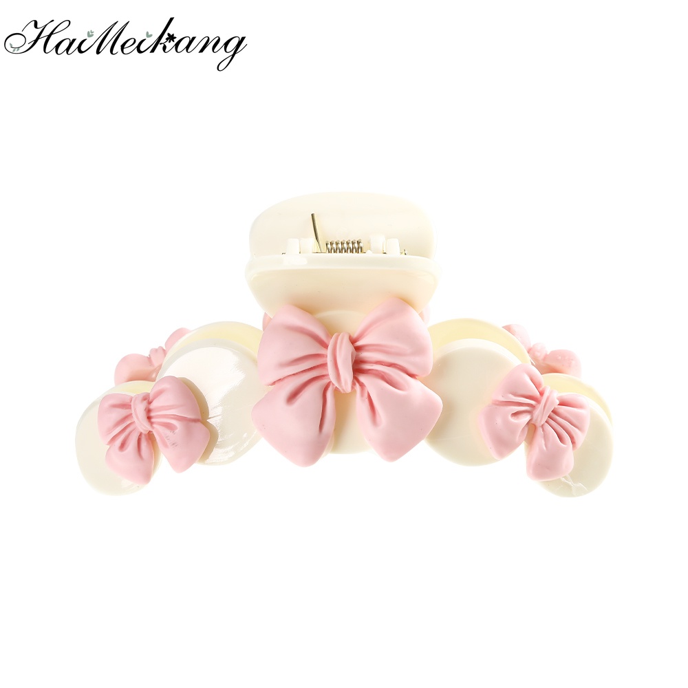 Kẹp tóc Haimeikang bằng nhựa acrylic đính đá pha lê màu đào dễ thương phong cách Hàn Quốc thời trang cho nữ