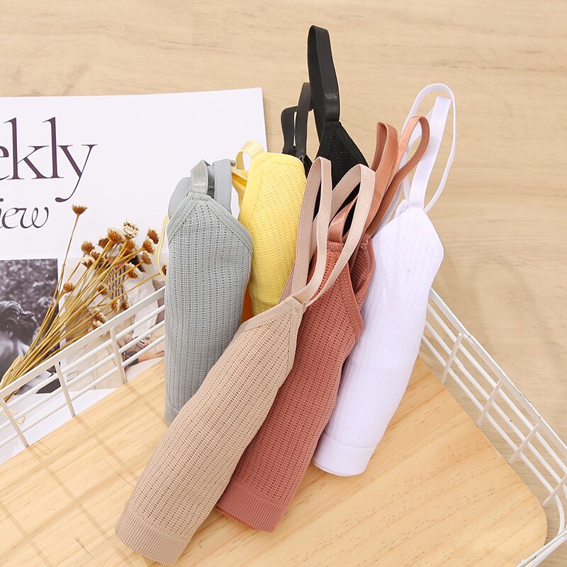 Áo hai dây FINETOO cổ V màu trơn nâng ngực quyến rũ