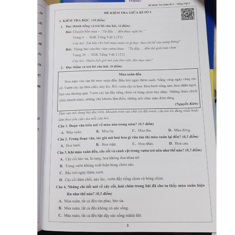 Sách Đề kiểm tra Tiếng Việt lớp 2 ( học kì 2)