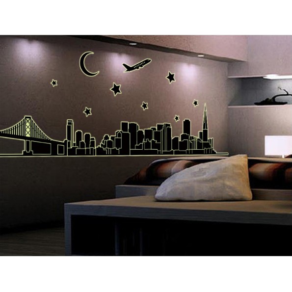 Decal trang trí Thành Phố Trăng Sao - Dạ Quang