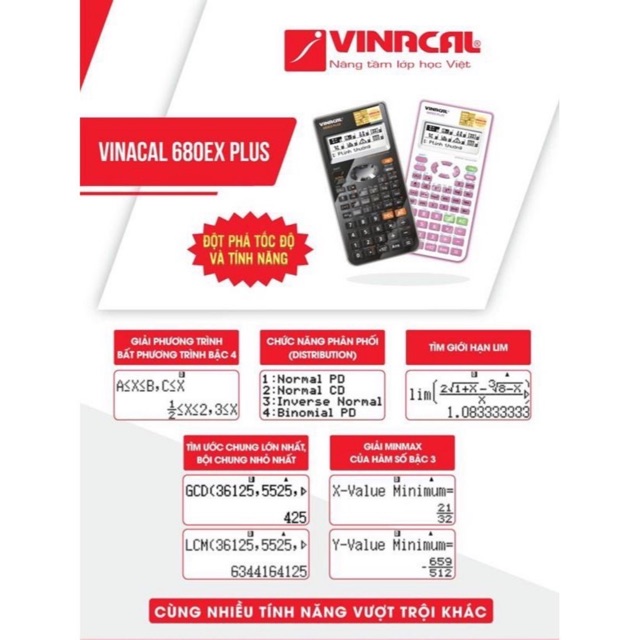 Máy tính Vinacal 680 Ex Plus Đen / Hồng