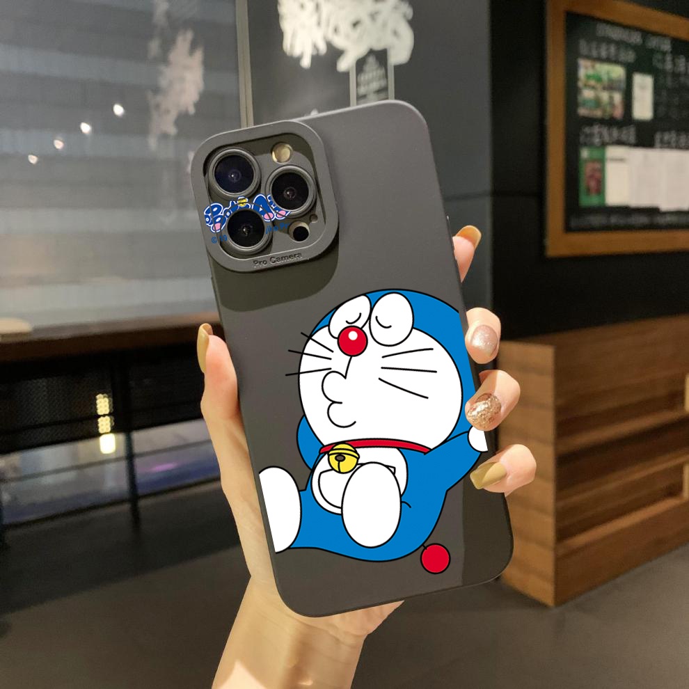 Ốp Điện Thoại Viền Vuông Hình Doraemon Dễ Thương Cho iPhone 14 Plus 13 Pro Max 12 iPhone 11 XR 8 7 SE 2022