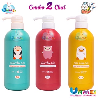 Bộ 2 chai sữa tắm gội agi hàn quốc cho bé từ 1 tuổi - 500ml - đỏ , vàng , xanh