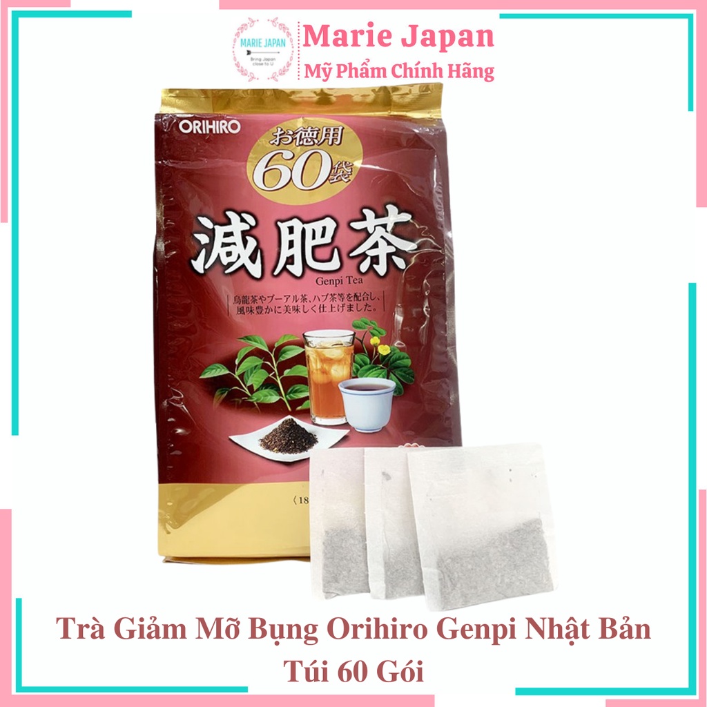 Trà Giảm Mỡ Bụng Orihiro Genpi Nhật Bản Túi 60 Gói