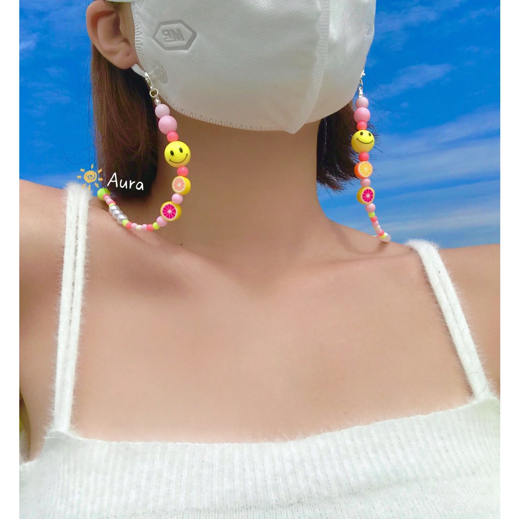 Dây đeo khẩu trang Mặt cười Pastel  handmade thiết kế bởi Aura