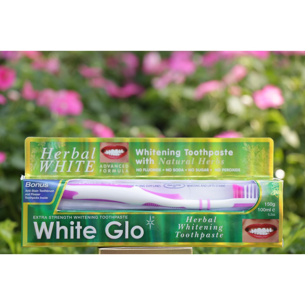 Kem đánh răng White Glo thảo mộc 150gr _ Herbal Whitening Toothpaste