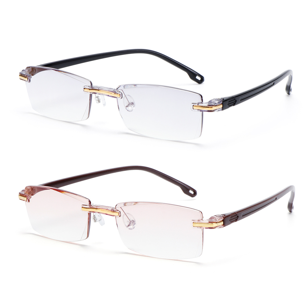 YVETTE Rimless Ultralight Computer Gaming Goggles Diamond-cut Readers Eyewear Reading Glasses