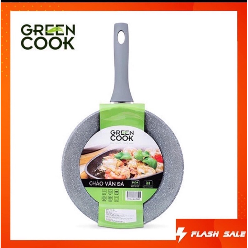 Chảo vân đá chống dính GREEN COOK 26 cm , dùng được bếp từ