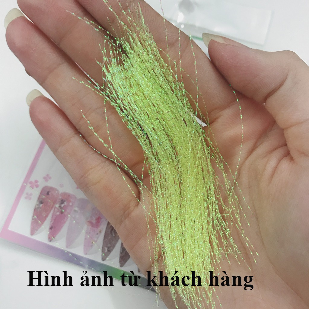 Dây kim tuyến nail dạ quang - túi ~200 sợi kim tuyến trang trí móng tay nghệ thuật