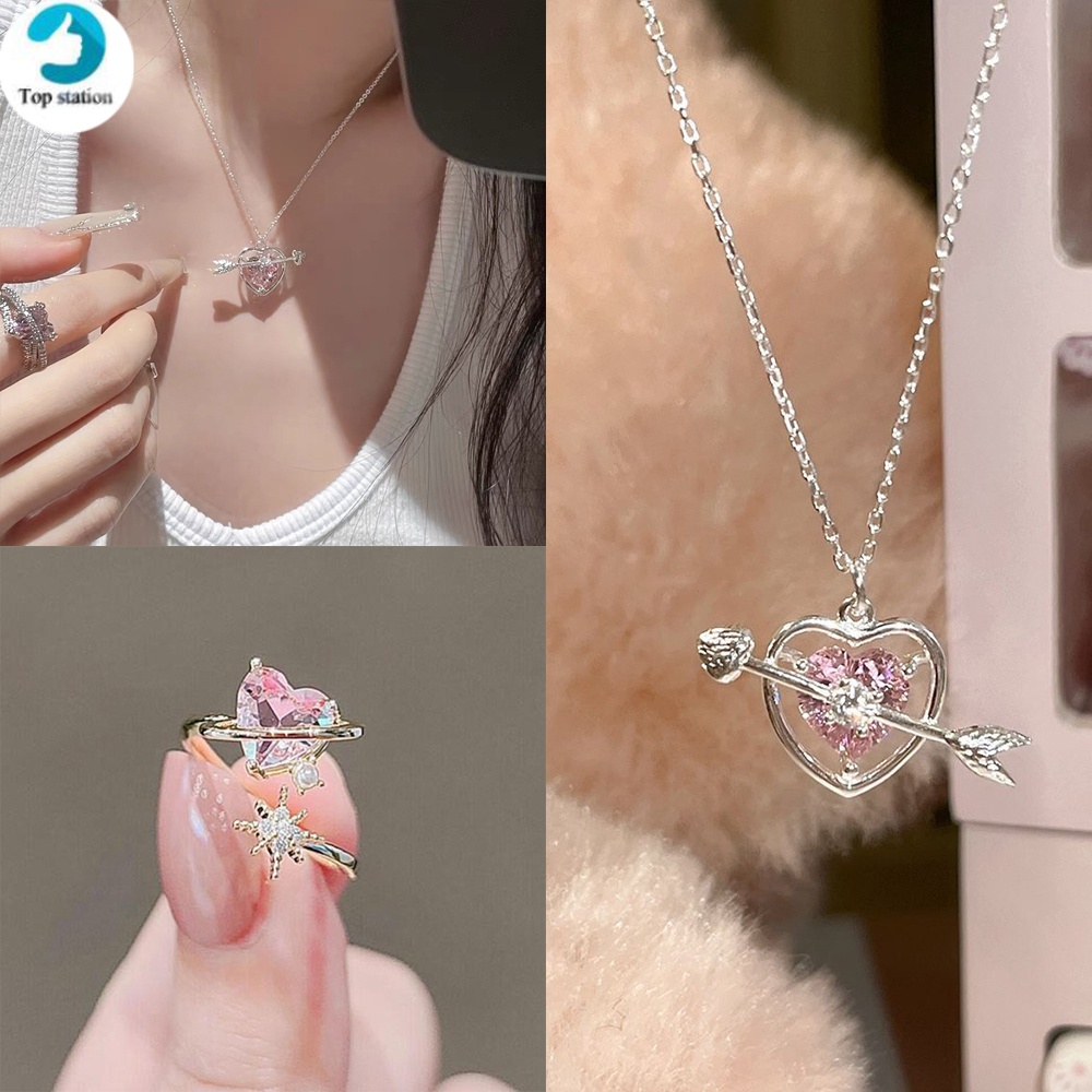 Bộ Trang Sức Đính Đá Pha Lê Hồng Sang Trọng Làm Quà Tặng Cho Bạn Gái