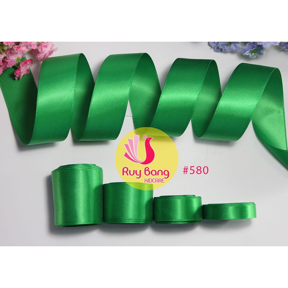 Ruy băng satin ❤️FREESHIP❤️ ruy băng lụa tone xanh ( cuộn 5M)