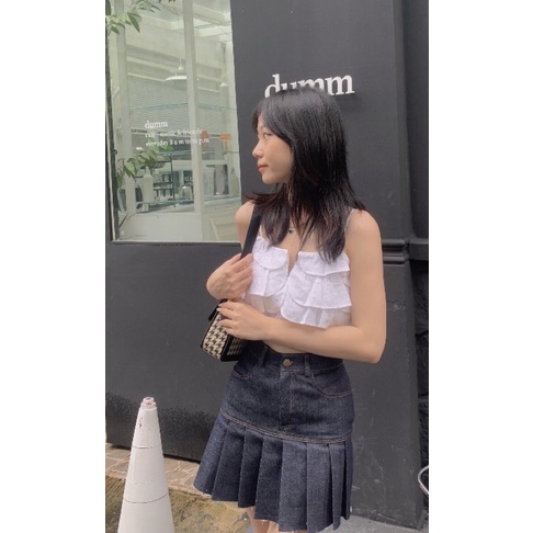 CHÂN VÁY CHỮ A JEAN XẾP LI