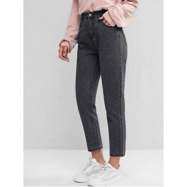 Quần Baggy Jeans Nữ Lưng Cao Màu Đen B-07