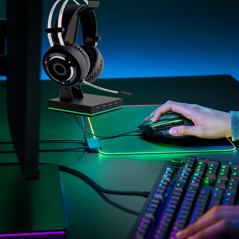 Giá Đỡ Tai Nghe Chơi Game Để Bàn Cổng USB Màu Dạ Quang