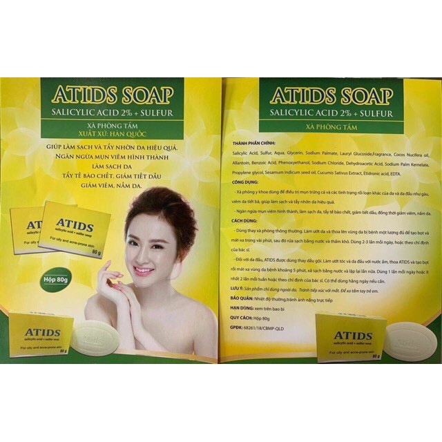 Xà phòng Atids 80g Xà phòng tắm giảm mụn lưng,giảm mụn ngực (Hàn Quốc)