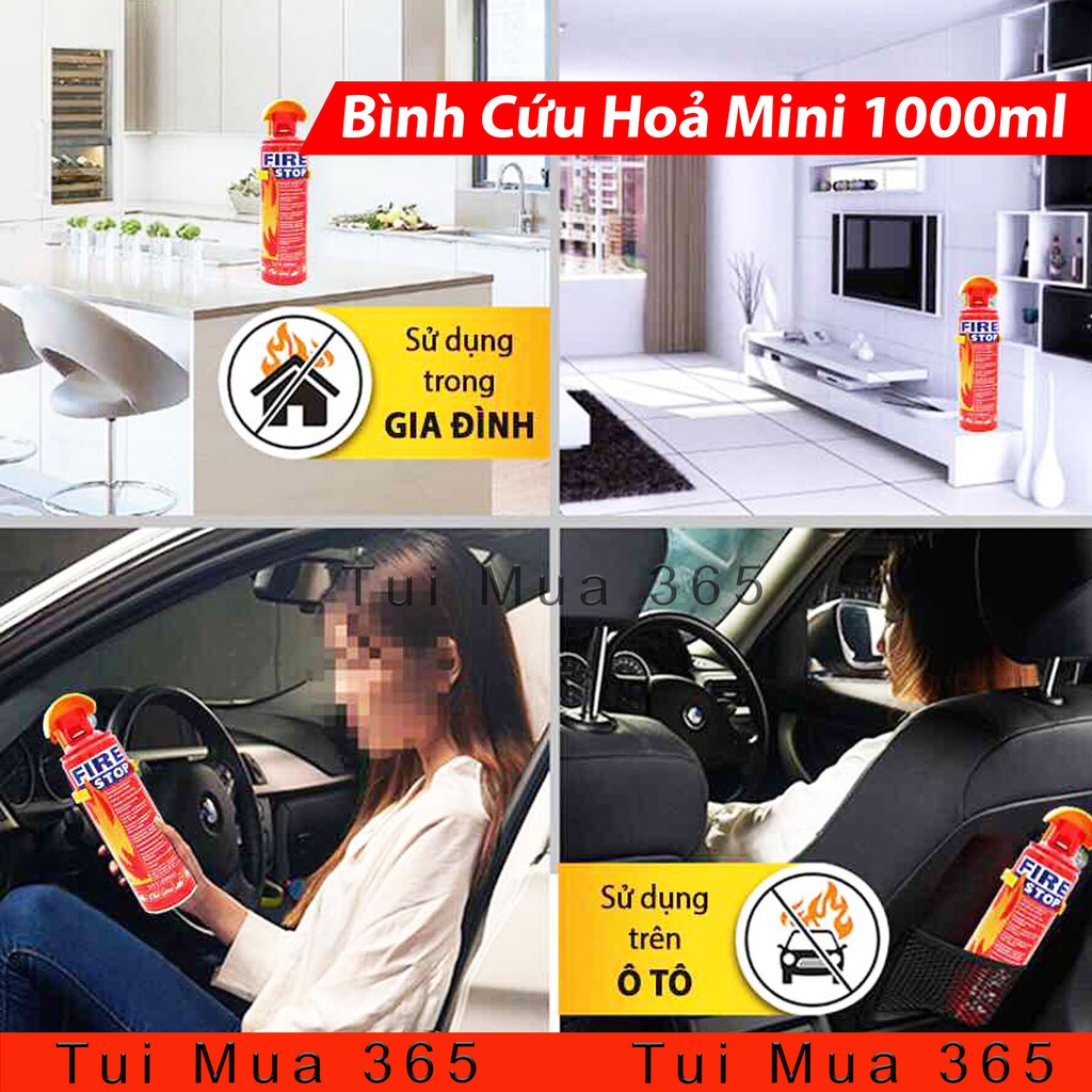 Bình Chữa Cháy Mini Dùng Cho Xe Máy và Xe Ô tô Phòng Chống Cháy Nổ FMS 1000ml