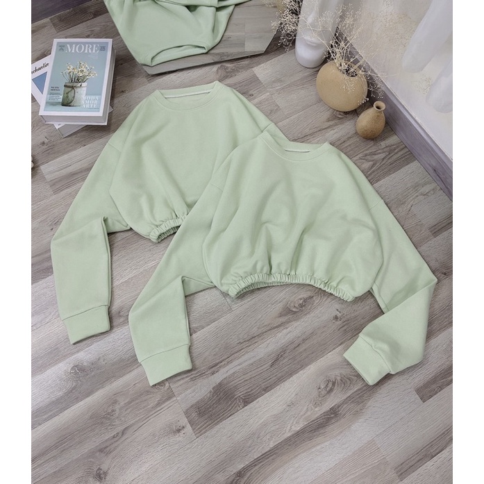 ÁO CROP NHÚN EO XANH MINT