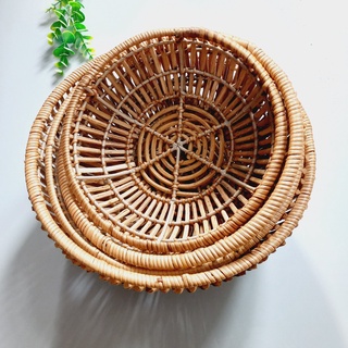 Rổ Mây Guột Tròn Nhiều Cỡ Đựng Hoa Quả, Đựng Đồ Trang Trí Nhà Cửa, Đan Tay Tự Nhiên Của Vitrapro