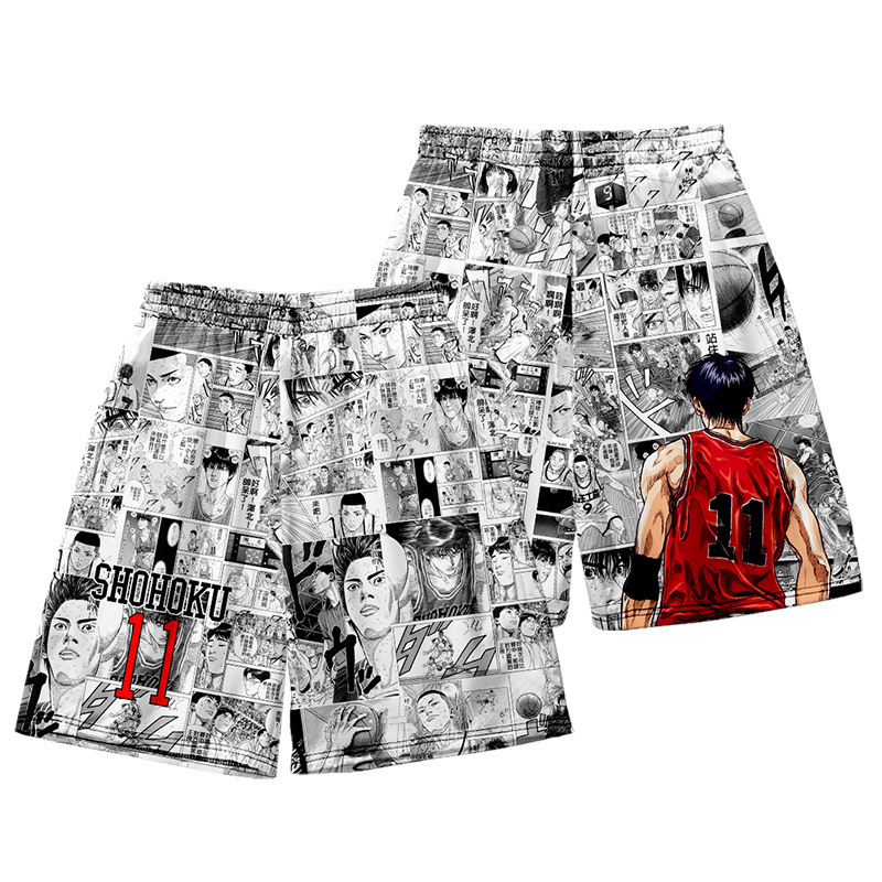 Quần Short Jogger Lưng Cao Vừa Dáng Rộng In Họa Tiết Anime SLAM DUNK Thời Trang Đi Biển YT3