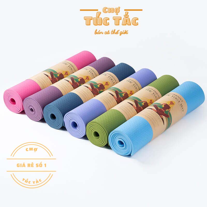 Thảm tập yoga TPE 2 lớp 6mm cao cấp chống trượt tập gym thiền pilates tại nhà - Chợ Túc Tắc