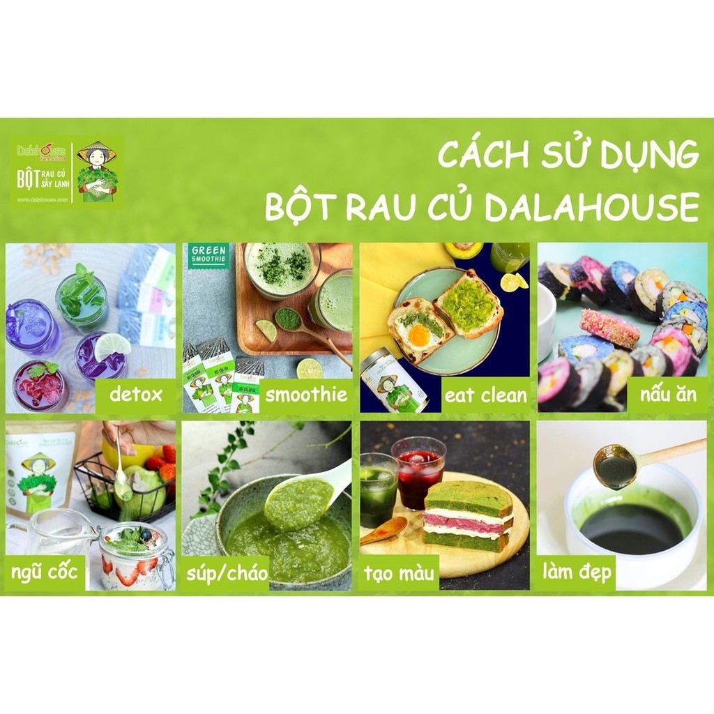 [Gói nhỏ 3g dùng thử] Bột rau củ sấy lạnh Dalahouse rắc cháo, trộn cơm, làm bánh cho bé ăn dặm