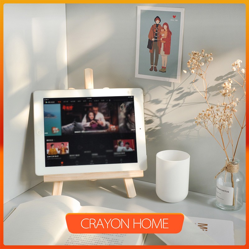 Ohaya Log Giá Đỡ Điện Thoại / Máy Tính Bảng / ipad Để Bàn Bằng Gỗ Vẽ Họa Tiết Nhỏ Xinh