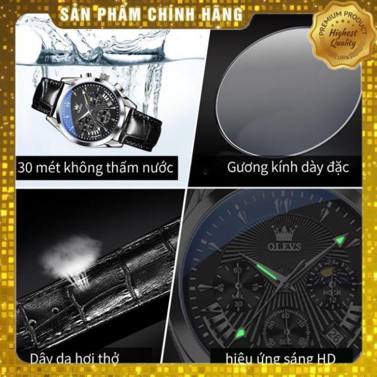 [HÀNG CHUẨN AUTH] Đồng hồ nam chính hãng OLEVS 2876 dây da bò  Chống thấm nước sâu  hiệu ứng phát sáng