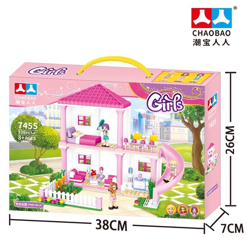 Lắp ghép lâu đài có cầu trượt 3D 338pcs