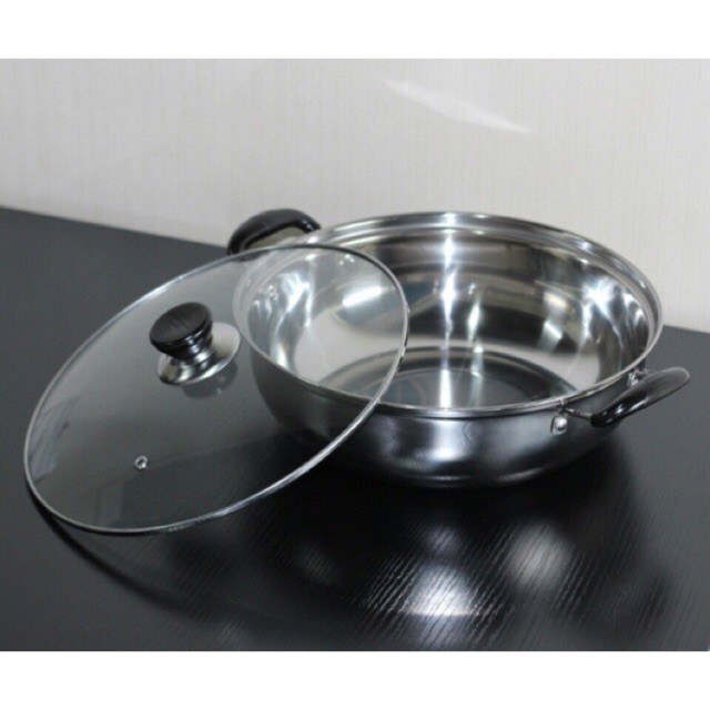 Nồi Lẩu Inox Nắp Kính [HÀNG HIỆU] Đường Kính 28cm