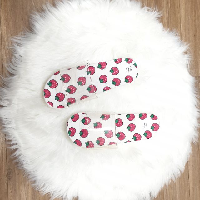 Dép quai trong đế in quả dâu nữ giầy thể thao đế cao su đi làm đi chơi trong nhà êm chân 3L08