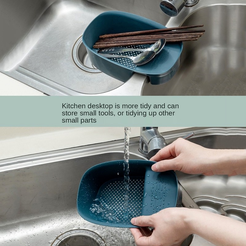 Rổ ráo nước đựng rác / trái cây / ray củ làm từ nhựa gắn bồn rửa đa chức năng cho nhà bếp