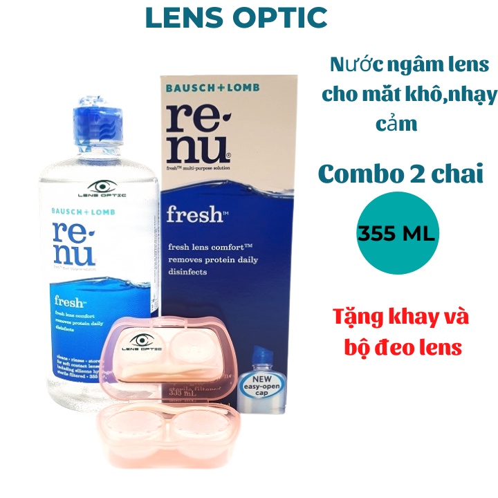 Nước ngâm rửa lens Renu 355ml, dung dịch ngâm kính áp tròng, Renu solution